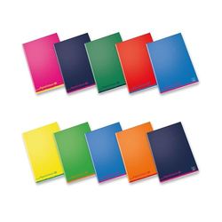 Pigna, Notitieboek A4 Colours, papier binnen 100 g/m², pagina's 72 + omslag, binnenkant 4F, geruit 4 mm met rand, verschillende kleuren, 10 stuks