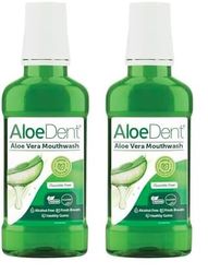 Aloe Dent Rince-Bouche à l'Aloe Vera 250 ml - Protège les gencives - Sans alcool - Menthe poivrée - Lot de 2