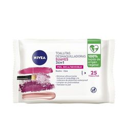 NIVEA Lingettes démaquillantes douces (1 x 25 unités), lingettes démaquillantes pour peau sèche et sensible, lingettes humides pour le visage, les yeux, les lèvres et le cou