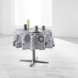 douceur d'intérieur, Nappe Ronde (Diamètre 180 cm) Persane Gris, Polyester Imprimé