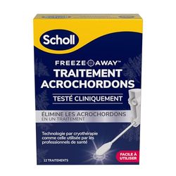 Scholl Traitement Acrochordon Freeze Away - Élimine Acrochordons et Excroissances de Peau en 1 passage rapide grâce à la Cryothérapie - Cliniquement prouvé, Facile d'utilisation - 12 Traitements