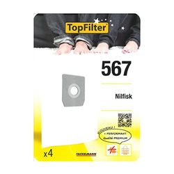 TopFilter 64567 Nilfisk Vacuum Cleaner Bags, Vacuum Cleaner Pocket, Vacuum Cleaner Accessory, Non-Woven, Polypropylene, Rubber, Cardboard, 30 x 26 cm, Pack of 4