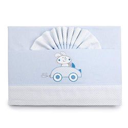 PEKITAS Bebe flanellen beddengoedset, 3-delig, mini-kinderbed, 50 x 80 cm, 100% katoen, blauw, gemaakt in Portugal