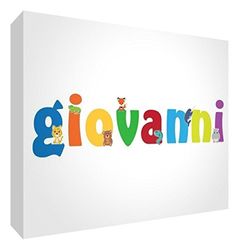 Little Helper LHV-GIOVANNI-515BLK-15IT Panneau décoratif pour nouveau-né/baptême Idée cadeau, dessin personnalisable avec nom de jeunes garçons 14.8 x 21 x 2 cm multicolore