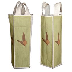 Bonamaison Bolsa de Vino de Lona de algodón Impresa digitalmente, Bolsa de Botella, Tapas de Botella de Vino, Bolsa de Soporte de Vino, tamaño: 16,5 x 31,5 x 7,5 cm