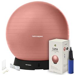 Retrospec Luna-oefenbal - 55, 65 of 75 cm yogabal voor trainingen, stabiliteit, zwangerschap, swish balansbal met pomp en basis voor kantoor en thuisgymnastiek