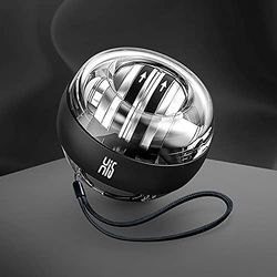 Hi5 Wristball - Pelota de entrenamiento de mano y antebrazos para deportes y uso diario, con zona de agarre de goma y función de luz, color negro