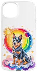 Rainbow Clouds Australian Cattle Dog Custodia per iPhone 15 Plus