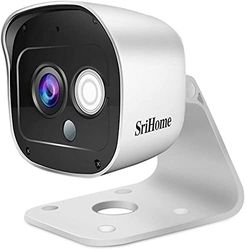 Telecamera di Sorveglianza WiFi SriHome, Telecamera WiFi Interno ed Esterno 1296p Rilevazione di Movimento, Audio Bidirezionale Visione Notturna e IP66 Impermeabile