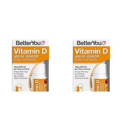 BetterYou Vitamin D 400 IU Junior Daily Oral Spray, Pill-Free Vitamin D3 Supplement for Children, 3-Month Supply, Made in The UK, Natural Peppermint Flavour (Pack of 2)