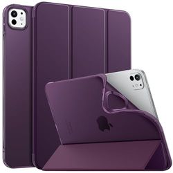 MoKo for iPad Pro 11 Inch Case M4 2024 (5th Gen), Ultra Slim Stand iPad Pro 11 M4 Case with Soft TPU Translucent Frosted Back Cover for iPad Pro 11'' 2024 (Model: A2836/A2837/A3006), Dark Purple