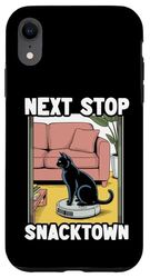 Next Stop Snacktown Robot Vacuum Cleaner Funny Cat Case for iPhone XR