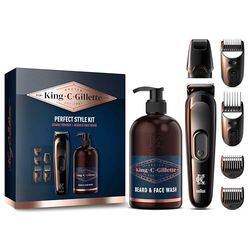 King C. Gillette Kit REGOLABARBA UOMO e DETERGENTE VISO UOMO 3 in 1, Idrata Viso e Barba, Ottimale per la Cura della Barba, Confezione Idea Regalo, Set Barba Professionale