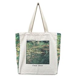 BROADREAM Draagtas, Draagtassen Dames, Boodschappentas, Schoudertas Stoffen Tas, Katoenen Tas, Jute Tas, Met Vintage Print, Canvas Tote Bag om te winkelen School