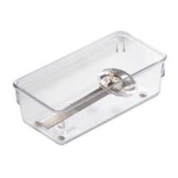 Organiseur de tiroir iDesign, insert de tiroir de cuisine en plastique extra petit, organisateur de tiroir pratique pour accessoires de cuisine, ustensiles et couverts, transparent