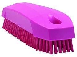 Vikan 64401 Hard Hand Brush S/Nail brush, Pink, 130mm Length, 50mm Width, 40mm Height