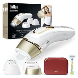 Braun Silk·expert Pro 5 Epilatore Luce Pulsata, Epilazione A Casa, Alternativa All’Epilazione Laser, Con Custodia, Rasoio Donna Venus, 4 Testine, Idea Regalo, Bianco/Oro, PL53820