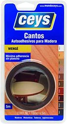 Ceys - Self-Adhesive Wood Edges, Maximum Adhesion Without Iron, Wengé Colour, 19 mm x 5 m