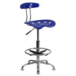 Flash Furniture Banqueta Bradley para desenho com assento de trator, cor azul-marinho vibrante e cromado