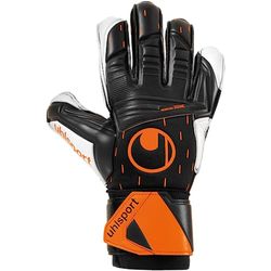 uhlsport Speed Contact Supersoft Gants de Gardien de But Football Soccer Adulte, Jeunes Noir/Blanc/Fluo Orange - Taille 6.5