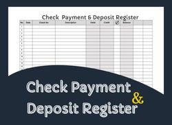 Check Payment and Deposit Register: Checkbook Register and Expense Tracker Notebook / Transaction Register / Large Check Registers for Personal ... Account Register / 8.25 x 6inches, 120 pages