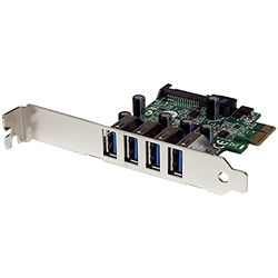 StarTech.com Adattatore scheda controller PCI Express PCIe SuperSpeed USB 3.0 (5Gbps) a 4 porte con UASP, Alimentazione SATA (PEXUSB3S4V)