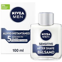 NIVEA MEN Sensitive Bálsamo After Shave (1 x 100 ml), para el cuidado de la piel sensible, bálsamo anti irritaciones con 0% alcohol para calmar la piel al instante