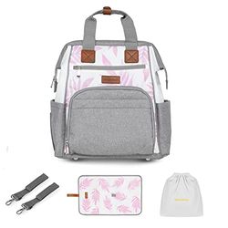 skiddoü mochila para la silla Astrid oragnizer 2en1 bolso y mochila, bolso de pañales, muchos bolsillos, con cremallera, bolsillos térmicos, material impermeable, cambiador de viaje, rosa-gris