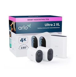 Arlo Ultra2 XL 4K IP zewnętrzna kamera monitorująca, zestaw 2 kamer, 12 msc. pracy akumulatora, bezprzewodowa, tryb nocny w kolorze, czujnik ruchu, syrena, 3 msc. okresu testowego Arlo Secure