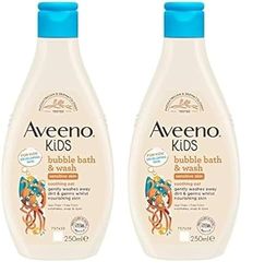 Aveeno Baby KIDS Bubble Bath & Wash 250ml | Enriched with Soothing Oat Extract | Foam Body Wash Developed for Your Little Superhero | Childrens Toiletries Sets (Pack of 2)