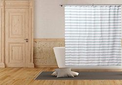 Home Maison Fiona Cortina de Ducha, Algodón, White-Aqua, 72x72
