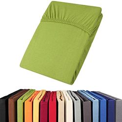 Viana aqua textile fitted cotton sheet, Cotton, Green, 90x200 bis 100x200 cm