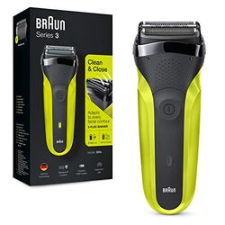 Braun Rasoir Electrique Series 3 Pour Hommes, Rasage Du Visage Doux Pour La Peau, Avec 3 Lames Flexibles, Rechargeable Et Sans Fil, Lavable, Développé En Allemagne, Noir-Vert, 300S