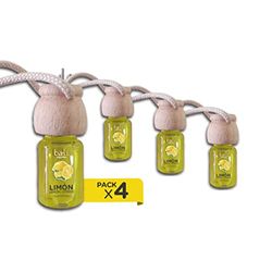 Bali Fragrances Pack de 4 désodorisants voiture CITRON 6 ml 0% alcool, absorbe les mauvaises odeurs de votre véhicule