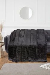 Rapport Home Luxury Ribbed Mink Blanket 150x200 cm Black