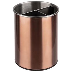 APS 11747 Cutlery Holder Rotatable Diameter 13 cm Height 16.5 cm Furniture Friendly Bottom Removable Divider (3 Compartments) Stainless Steel Copper Look