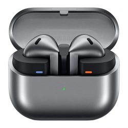 Samsung Galaxy Buds3 Draadloze Bluetooth Hoofdtelefoon, Active Noise Cancelling (ANC), Adaptive Noise Cancelling, In-ear hoofdtelefoon met 360 Audio, Zilver, Incl. Anymode Clear Case