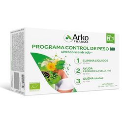 Arkopharma Arkofluido Programa Control de Peso, 30 Ampollas, Ayuda eliminar líquidos, Ayuda a reducir la celulitis, Contribuye al metabolismo de las grasas, Complemento Alimenticio