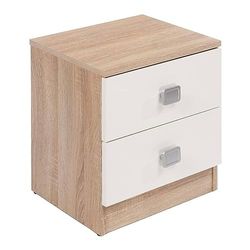 HOGAR24 ES Table de Chevet avec 2 tiroirs | Couleur Cambrian et Blanc | Dimensions : 43,5 x 43,2 x 33,5 cm