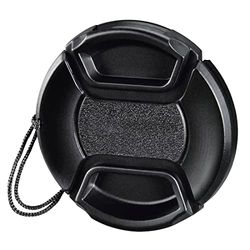 Hama Copriobiettivo Smart Snap da 46 mm per fotocamere con obiettivo da 46 mm, con supporto/cordino/cinghia, copriobiettivo, di ricambio, facile da attaccare, morsetto, universale, nero