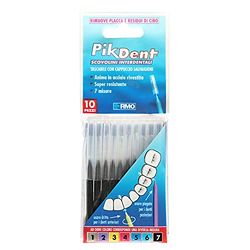 Pikdent Scovolini Interdentali - Anima In Acciaio Rivestito E Setole In Tynex - Misura 7 Conico - Scovolini, Nero, 1,2 mm, 10 Unità