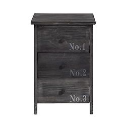 Rebecca Mobili Grå byrå, platsbesparande sängbord, 3 lådor, vintagestil, för sovrum och badrum - Mått: 54 x 35 x 27 cm (HxBxD) - Art. RE4191, grå