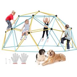 VEVOR Dôme d'escalade Géométrique pour Enfants de 3 à 10 Ans, Cage à Poule 366 cm, Supporte 340 kg, avec Poignée d'escalade, Assemblage Facile, Aire de Jeux Extérieure et Intérieure, Arrière-Cour