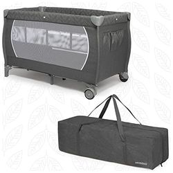 skiddoü lit d’appoint, Lunar lit d’appoint pliant, structure légère, lit compact de voyage, lit d’appoint pour enfant réglable en hauteur, lit d’appoint pour bébé, lit d’appoint confortable Gris foncé