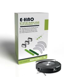 E-HAO Reserveonderdelen voor stofzuiger iRobot Roomba Combo j7+, j9+, Max 10, 1 rubberen rol, 3 herbruikbare reinigingspads, 3 HEPA-filters en 3 randveegborstels