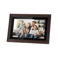 Kruger&Matz FRAMEO Cadre Photo Numérique 1280 x 800 Pixels 10,1" Wi-FI MicroSD Clip Vidéo Lecture Minuterie Météo Cadre en Bois KM1102