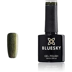 Bluesky Smalto Per Unghie Gel, Frosty Cadet Green, Jq12, Verde, Buio, Oro, Luccichio (Per Lampade Uv E Led) - 10 Ml
