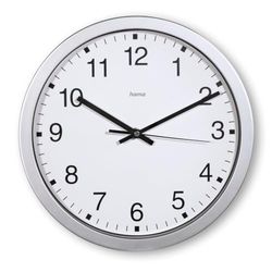 Hama Horloge Murale Majorque (Pendule Murale Ø 30cm, Affichage Grand Format, Horloge à Quartz Analogique, Aiguilles des Heures, Minutes et Secondes, Pile Incluse) Argenté
