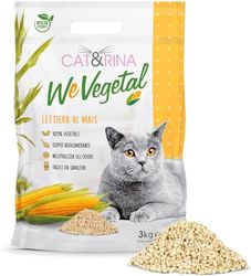 Cat&Rina WeVegetal Katzenstreu Maissand 5,5l 100% pflanzlichen Ursprungs bis zu 30 Tage Nutzung – Entsorgung in Bio oder WC