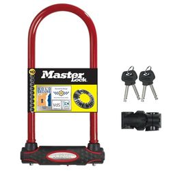 Master Lock 8195eurdprocolwr Cadeado U, chave, suporte de transporte, anti-roubo certificado, XL, vermelho, elétrica, bicicleta de montanha, unissexo - adulto, 280 mm